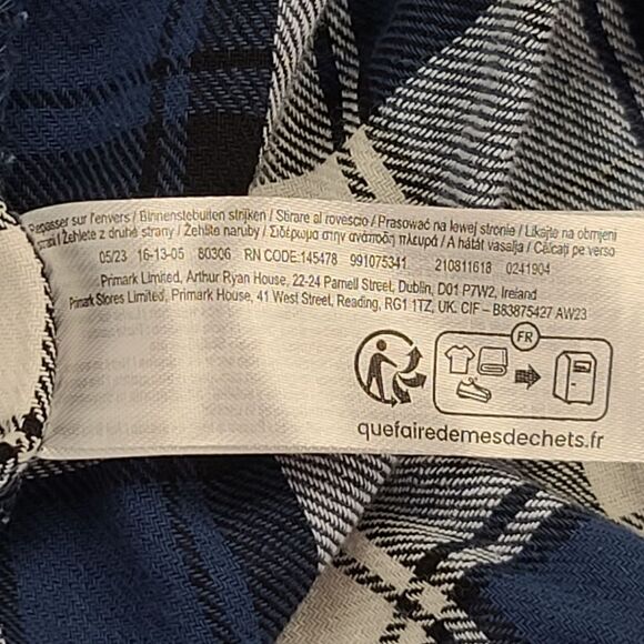 Primark Men's Blue Plaid Cotton Pajama Pants L - Picture 9 of 11